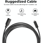 Brinno AFB1000 ruggedized USB-C extender cable with waterproof plug and UV protection