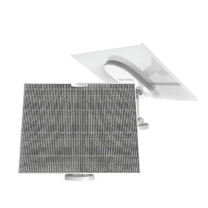 Close-up view of Brinno ASP1000P 10W solar panel with mounting bracket and rear battery compartment