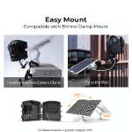 Brinno ASP1000P solar panel installation options using clamp mount or wall mount with adjustable tilt and rotation