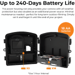 Brinno BCC2000 camera housed in ATH2000 power housing with 18 AA batteries for up to 240 days of operation