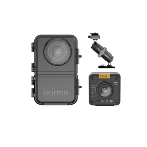Brinno BCC5000 kit including weatherproof housing, camera body with interval dial, and adjustable mounting arm