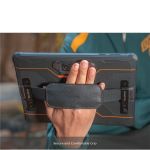 Back view of OUKITEL RT8 rugged tablet featuring a triple rear camera system and reinforced kickstand for industrial and outdoor use