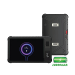 Front and rear view of the WT860 industrial-grade tablet with wireless charging interface, fingerprint scanner, and 10000mAh battery capacity